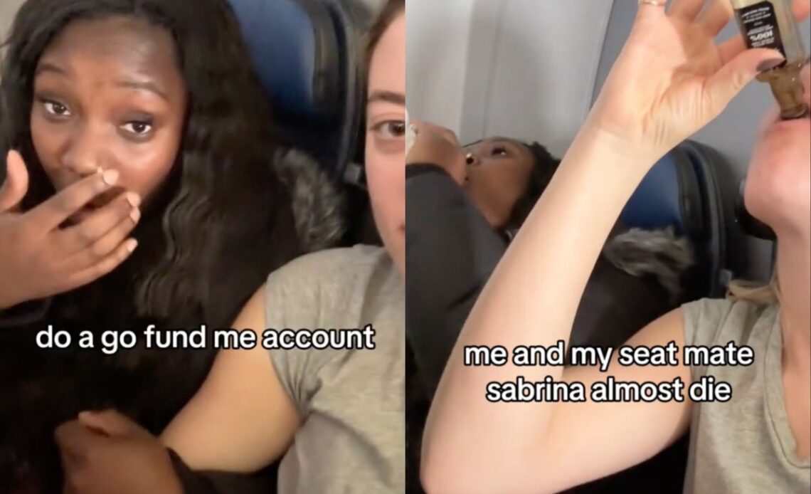 Strangers share hysterical video of instant bond during severe flight turbulence