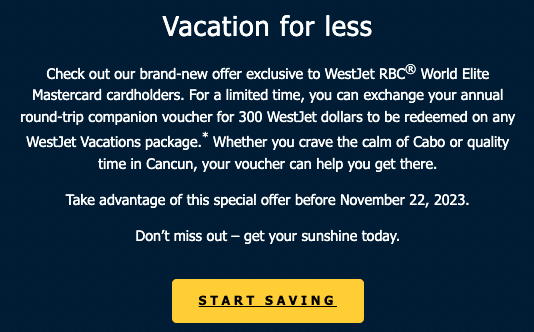 WestJet RBC® Mastercards: Convert Companion Vouchers into WestJet Dollars