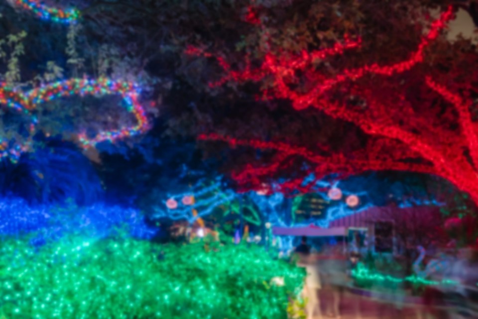 Blurred image Christmas and New Year celebration lighting in Houston, Texas, USA