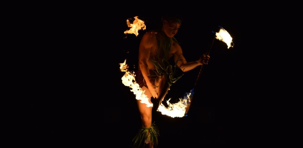 A Man in Hawaiian Traditional Fire Dance