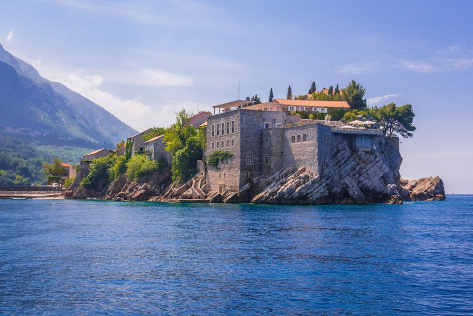 Small Island of Sveti Stefan on the Adriatic Sea in Montenegro