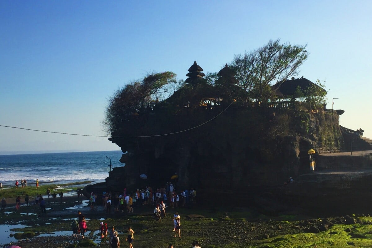 Tanah Lot Temple at low tide in Bali, Indonesia