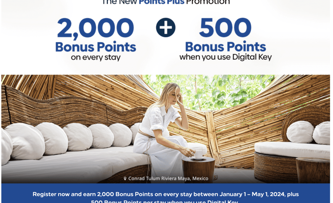 Hilton Honors Winter 2024 Promotion: Earn Up 2,500 Points Per Stay