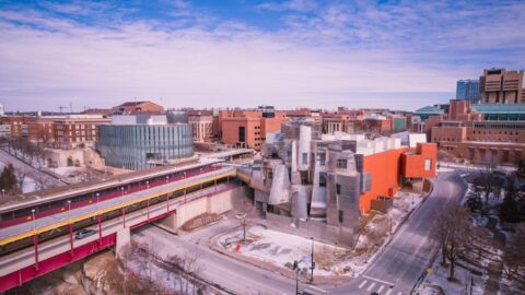 Aerial view of the Weisman Art Museum