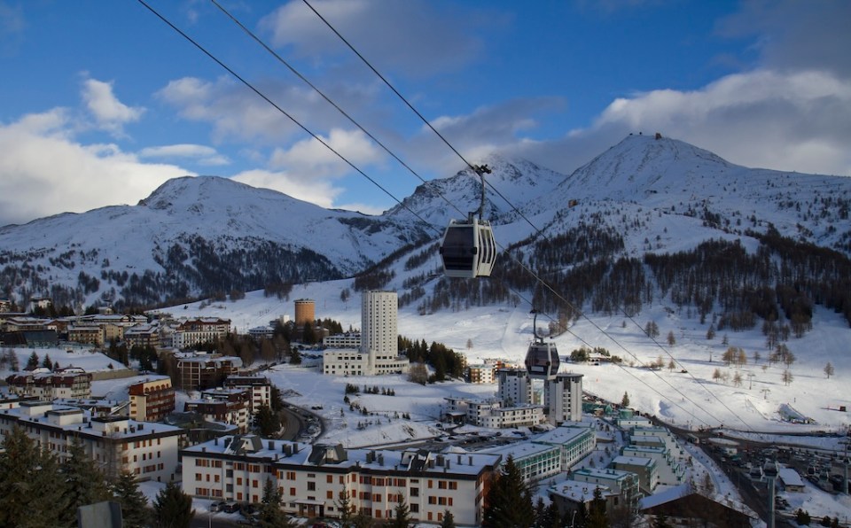 Landscape of Sestriere Turin Italy in winter