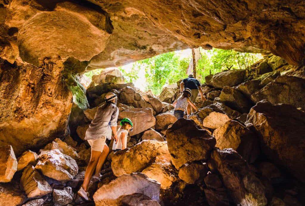 Family on Capricorn Explored guided tour thorugh caves