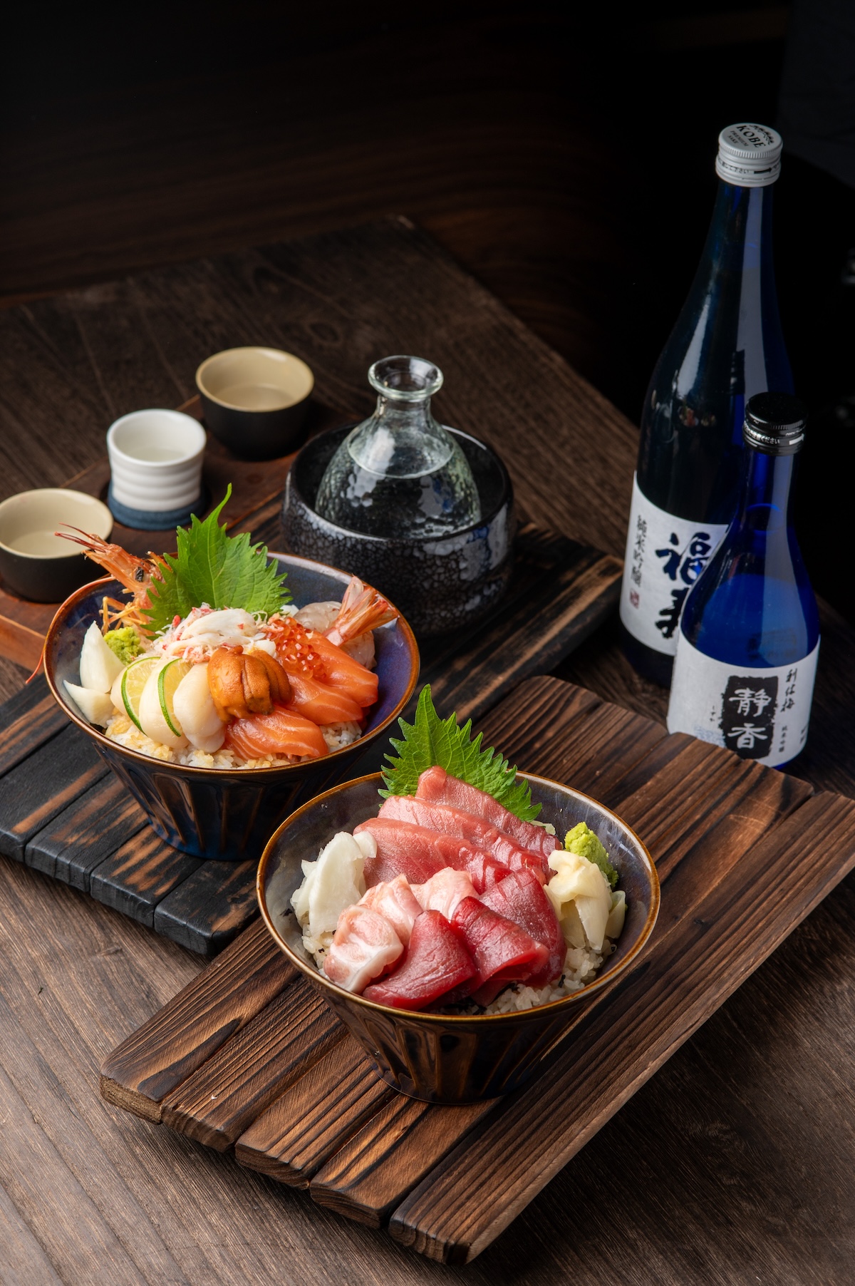 Uogashi Nihonichi Central-Salmon & Salmon Roe Rice Bowl and 3 Kinds Tuna Rice Bowl