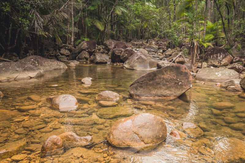 shallow river in Finch hatton gorge