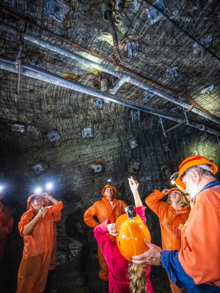 Group experiencing the Hard Times Underground Mine Tou