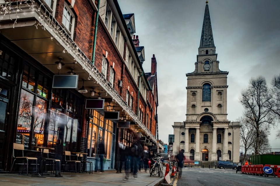 Christ Church in Spitalfields in London Borough of Tower Hamlets England, UK is an Anglican church built between 1714 and 1729