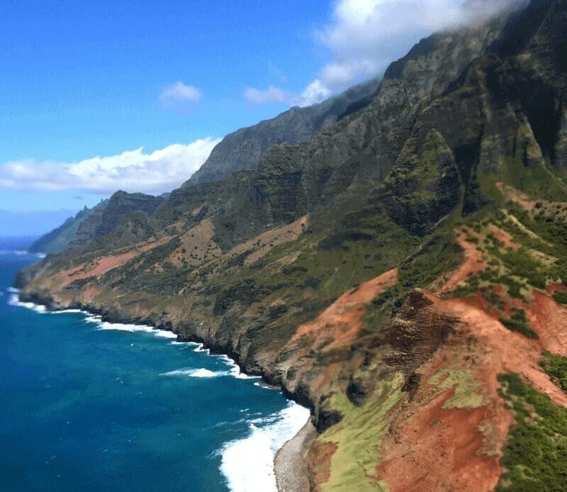 aerial view of The Napali Coast.line