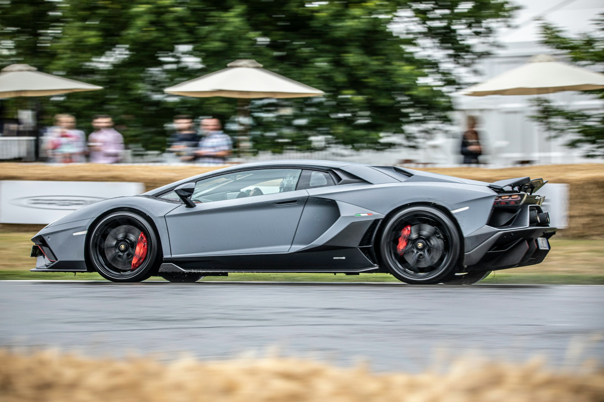 A gray Lamborghini at the Goodwood Festival of Speed, one of the best international car shows. (photo: Oliver Hayes)