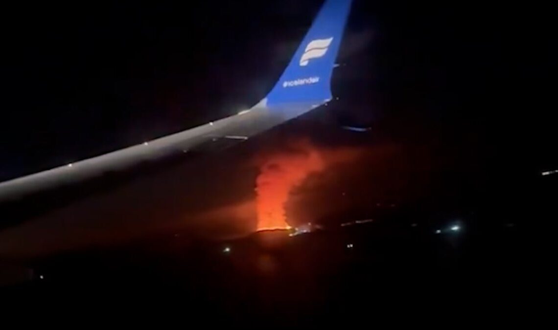 Iceland’s volcano eruption seen from plane window in passenger footage | News