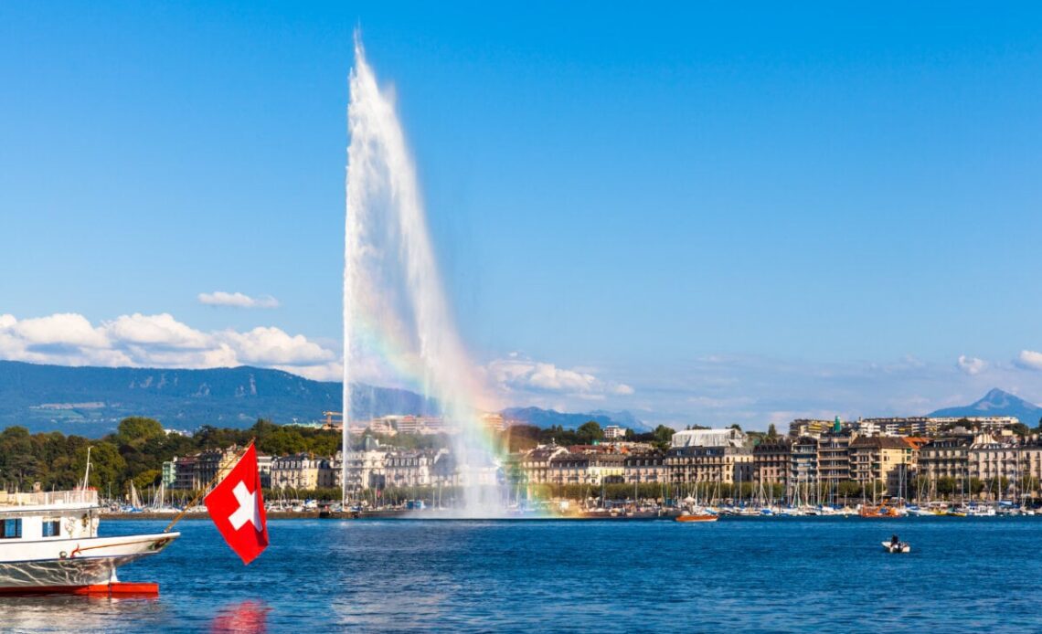 Jet D'eau on Lake Geneva in Switzerland