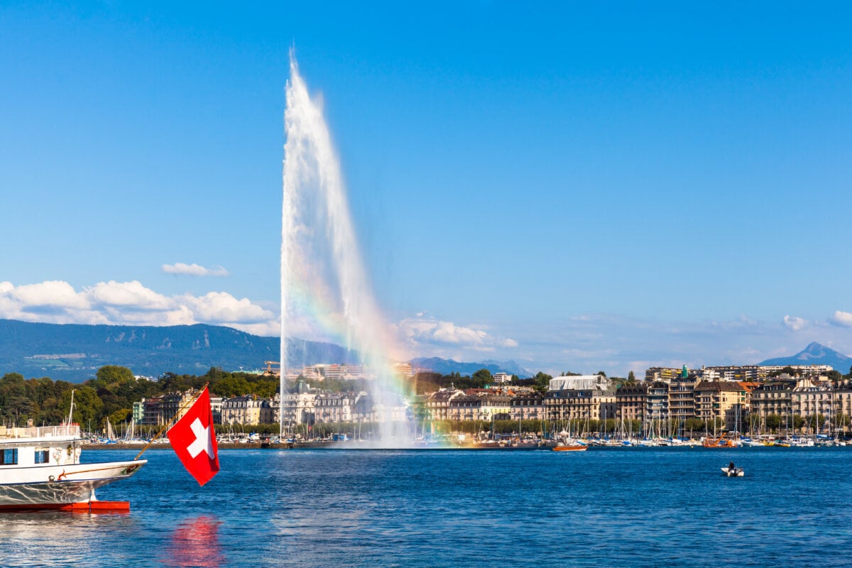 Jet D'eau on Lake Geneva in Switzerland