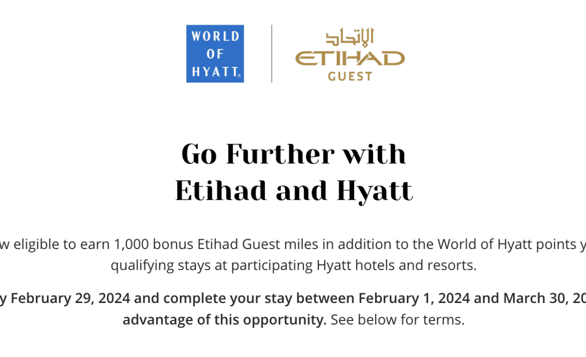 World of Hyatt and Etihad Promotion: Earn 1,000 Miles Per Stay