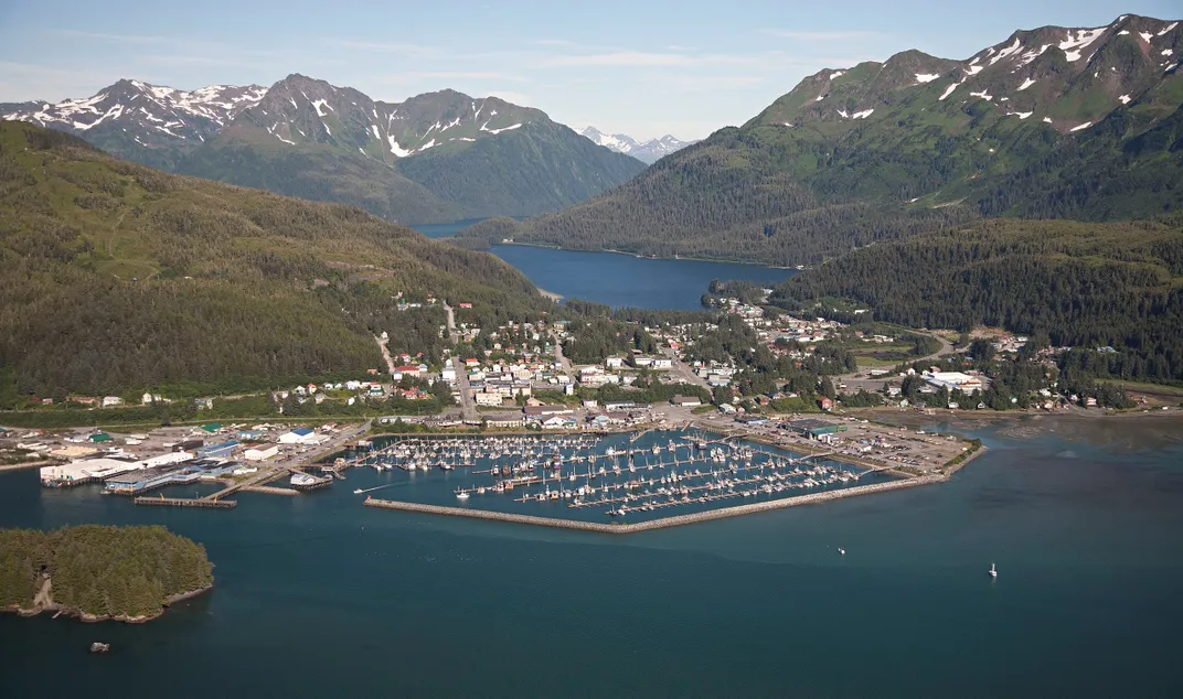 Aerial view of Cordova Alaska