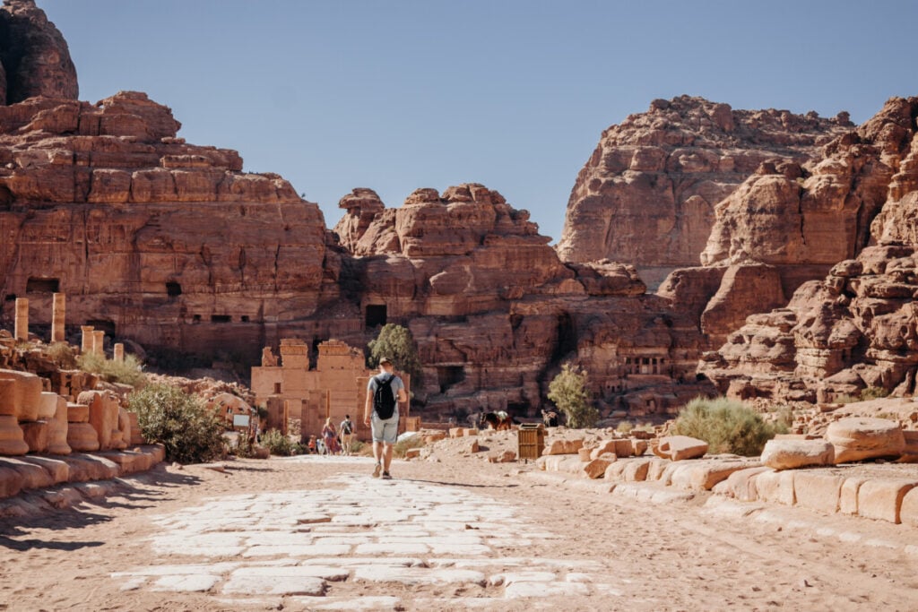 Tourists exploring Petra, Jordan attractions