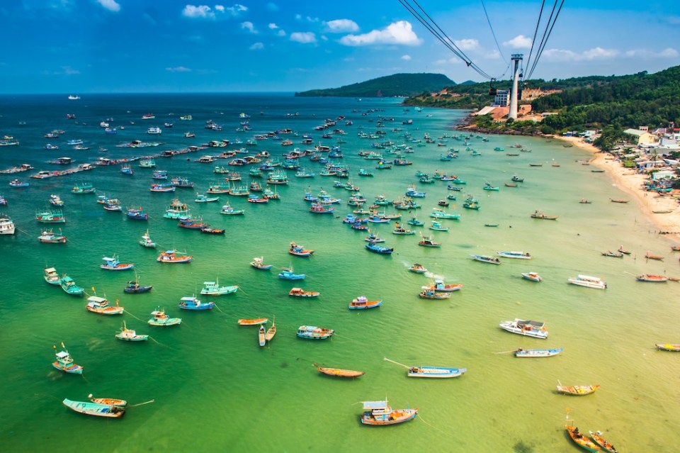 The Longest Cable Car situated on the Phu Quoc Island in South Vietnam.