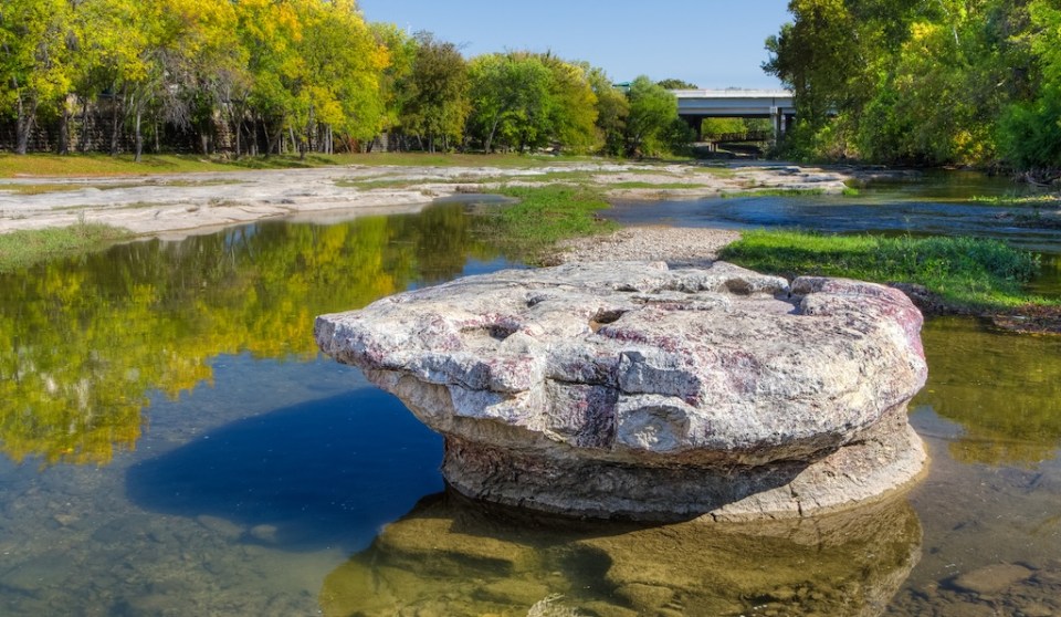 Historic Round Rock at Bushy Creek,  namesake of the City of Round Roud, Texas, USA