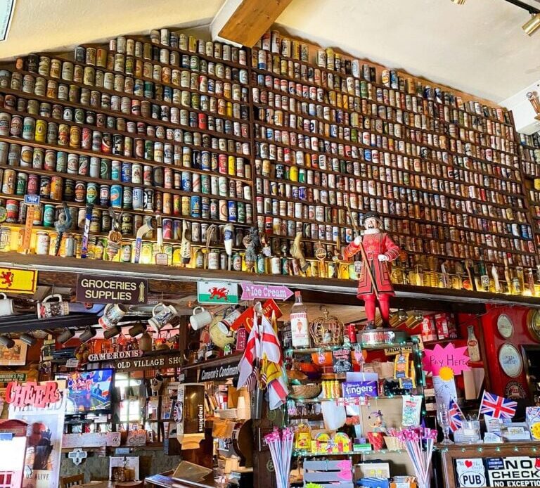 Cameron's Pub interior in Half Moon Bay with British-themed decor