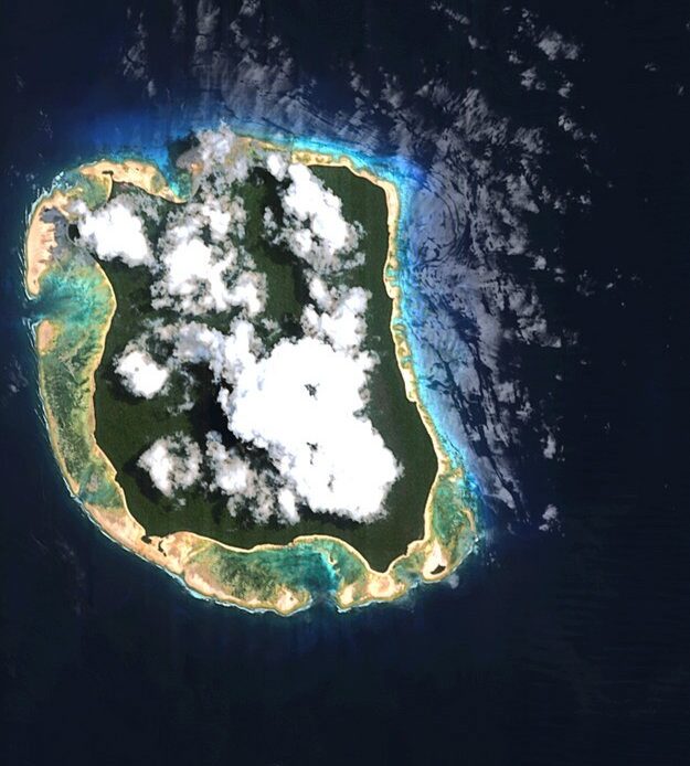 An aerial view of North Sentinel Island