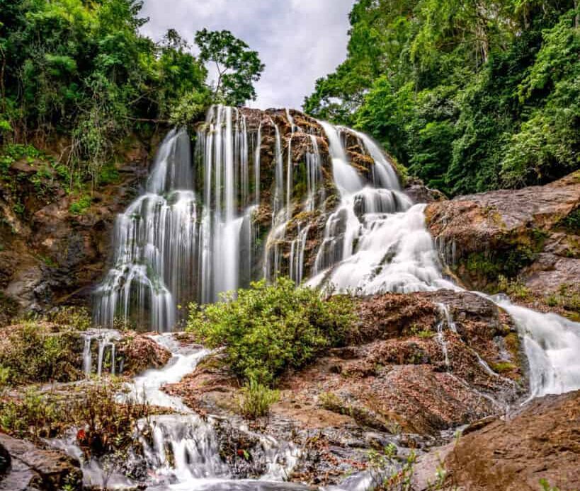 Long exposure of a waterfall in Costa Rica rainforest.