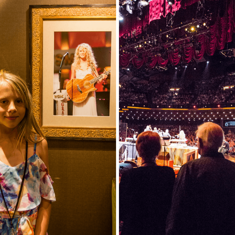 backstage room in Grand Ole Opry with photo of taylor swift