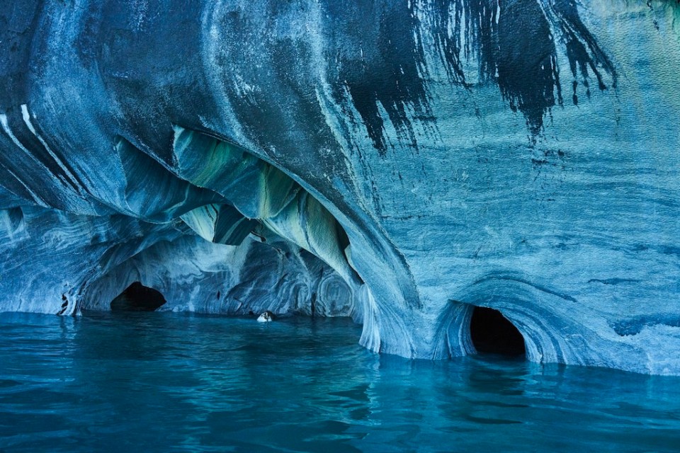 The Marble Caves of Patagonia, Chile. Turquoise colors and splendid shapes create imagery of unearthly beauty carved out by nature.