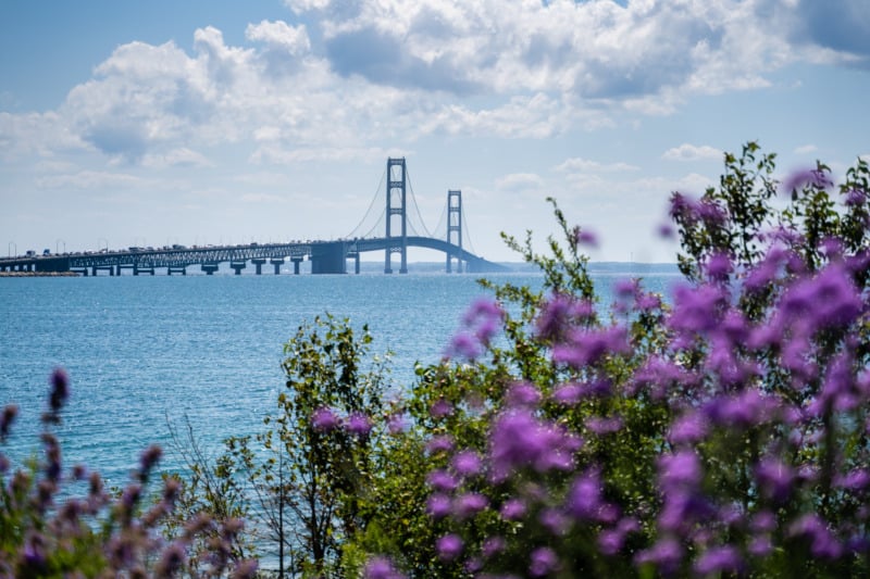 Mackinac Island Bridge in Spring