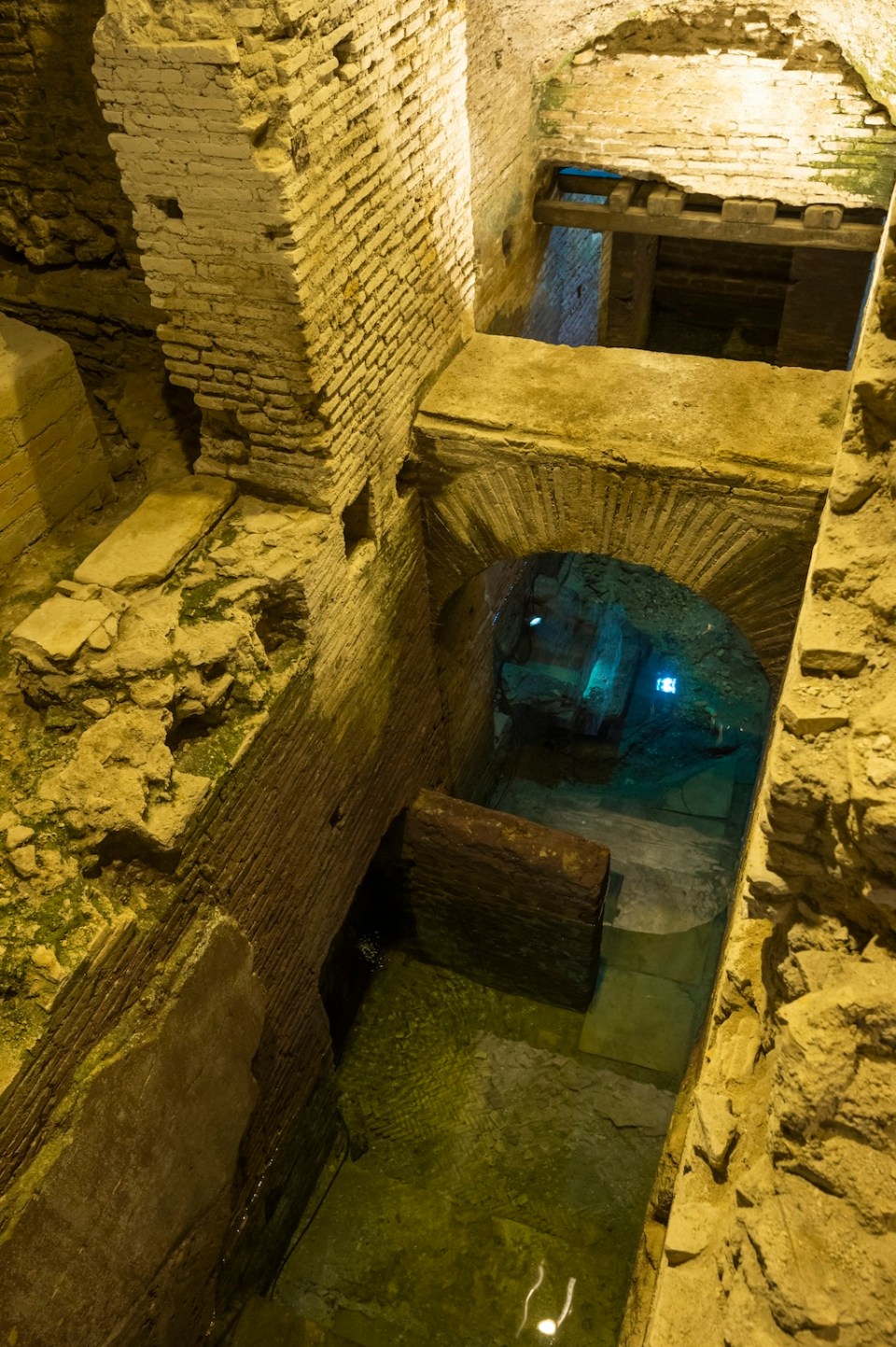 Vicus Caprarius, the City of Water with the structures of an imperial era domus, the path of the Virgin Aqueduct and the suggestive finds, found near the Trevi Fountain Rome Italy.