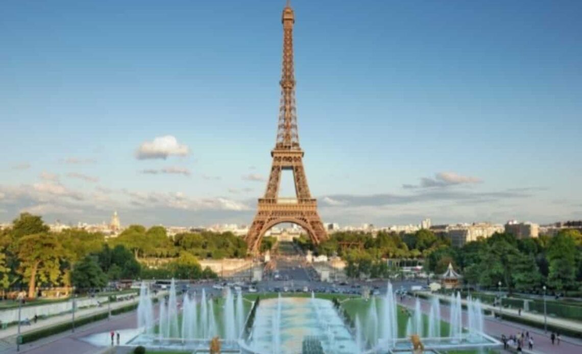the eiffel tower seen from trocadero, paris, france.