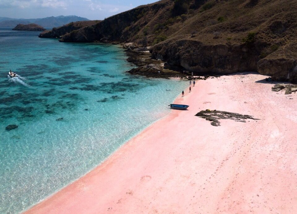 Stunning pink beach in Komodo National park, Flores, Indonesia