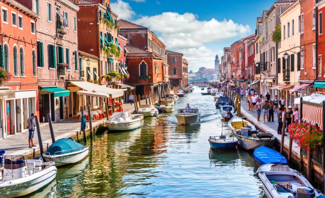 Boats and houses in Murano, Venice