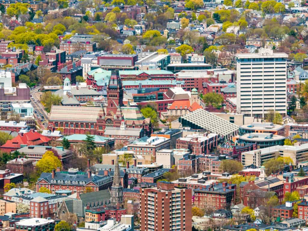 Aerial view of the Harvard University campus