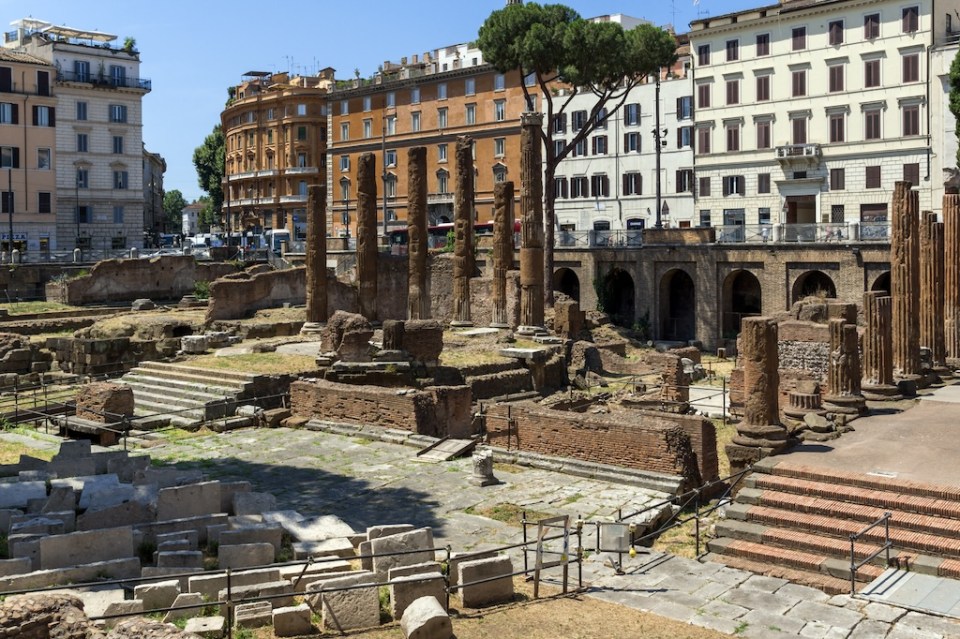 Amazing view of Largo di Torre Argentina in city of Rome, Italy