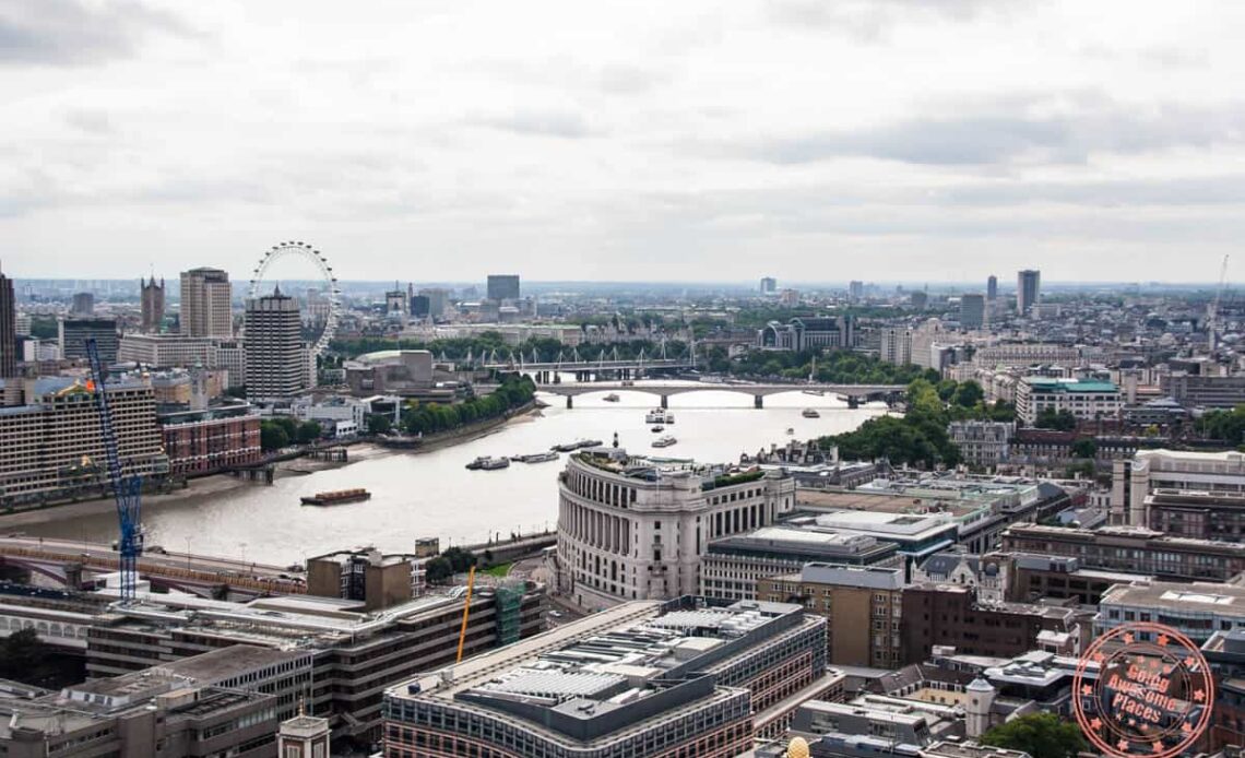 aerial view looking over city of London