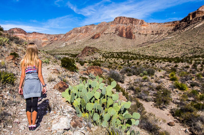 girl on hiking trail in Big Bend National Park