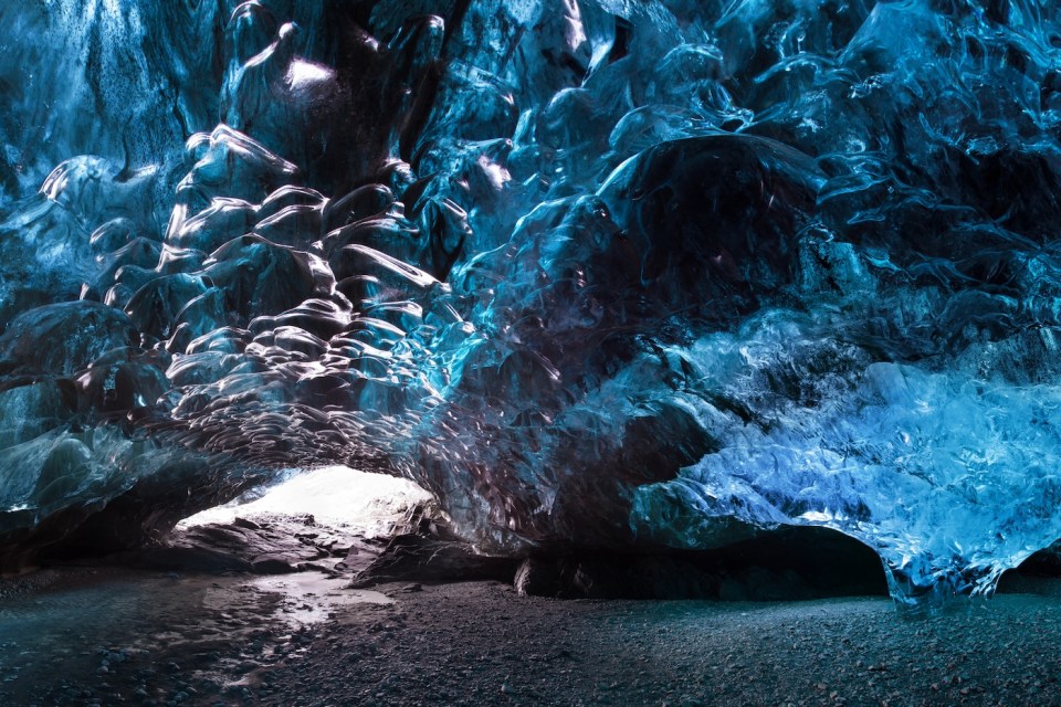 Scenic view of ice cave, Vatnajokull National Park, Skaftafell, Iceland