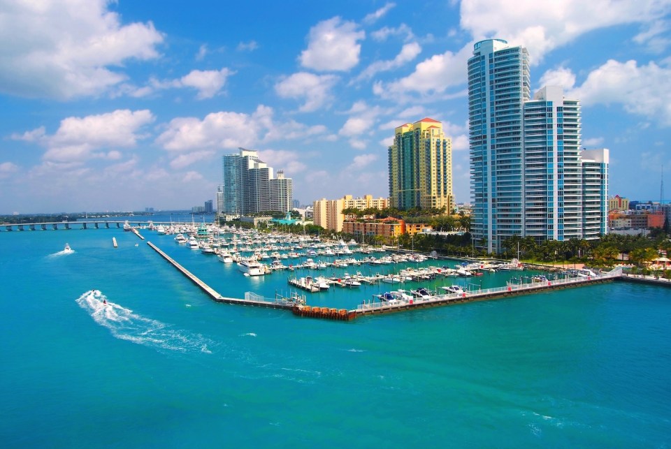 Aerial view of South Miami Beach and skycrappers