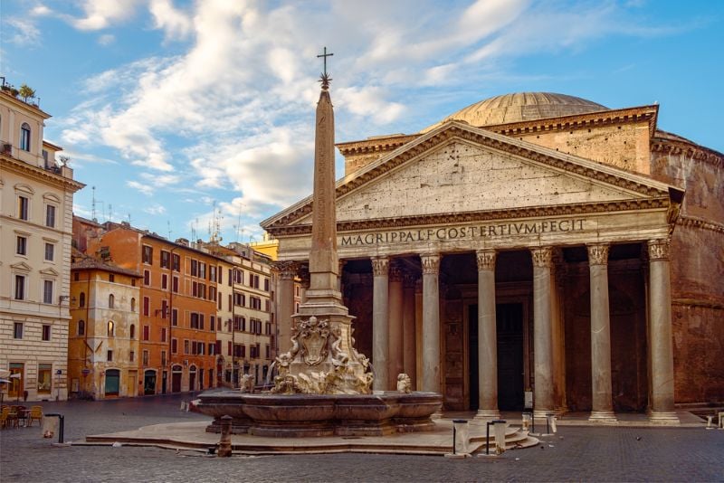 The Pantheon front view, one of the most famous landmarks in Italy