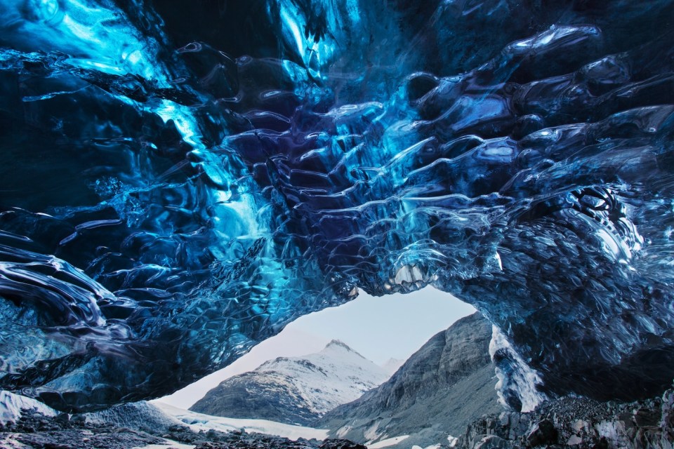 Scenic view of ice cave, Vatnajokull National Park, Skaftafell, Iceland