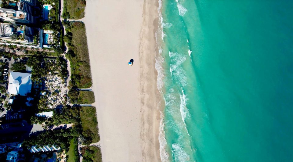 Birds Eye View of a Beach in Miami, Florida