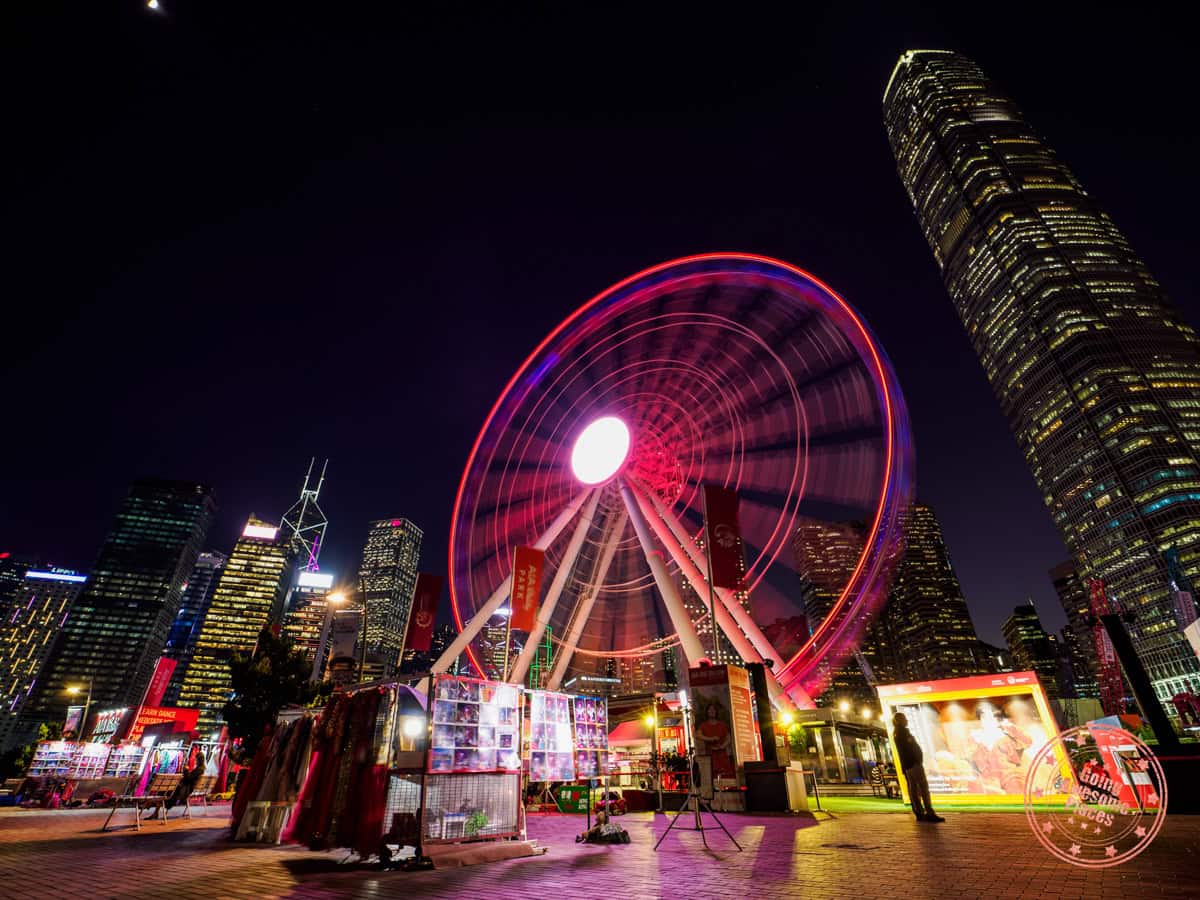 hong kong observation wheel long exposure spinning