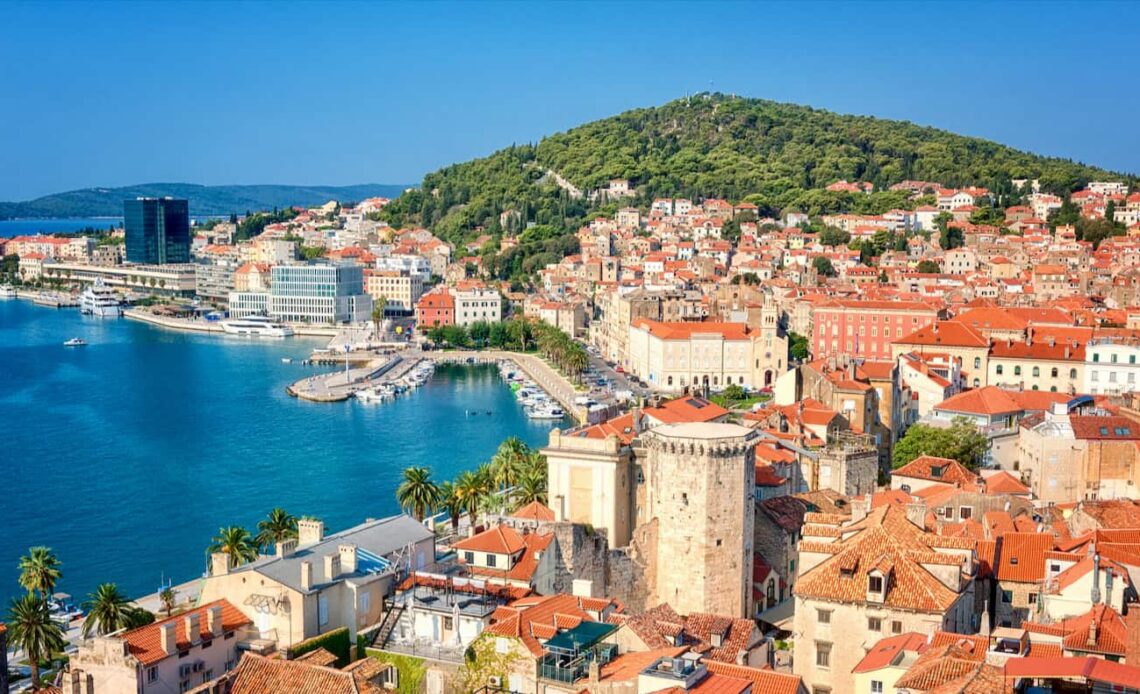 A gorgeous view overlooking Split, Croatia on a bright and sunny summer day