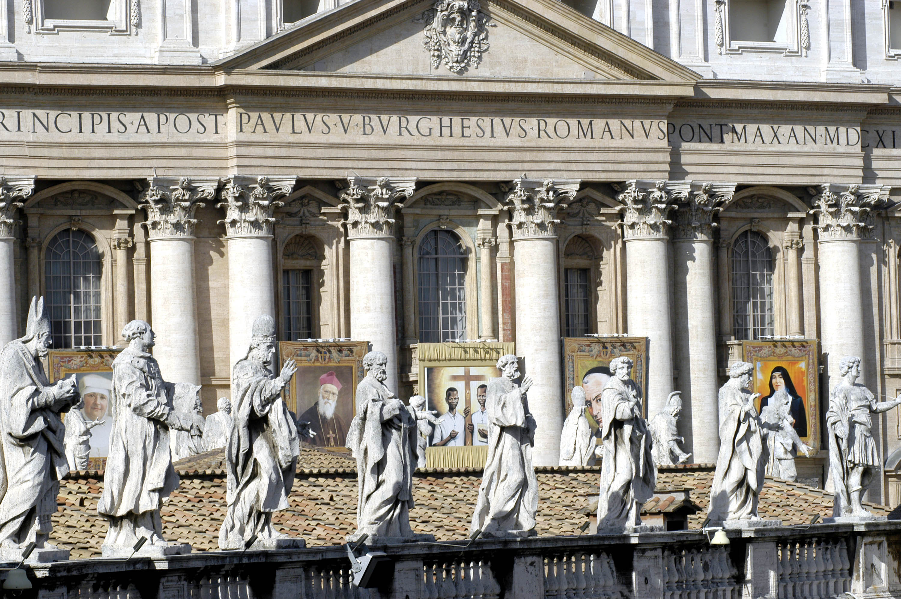 Gian Lorenzo Bernini, whose manuscript authorities say was stolen from the Vatican, crafted the statues pictured above displayed in St Peter’s Square