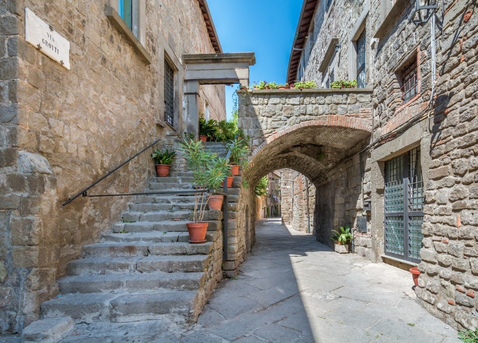 The picturesque San Pellegrino medieval district in Viterbo, Lazio, central Italy