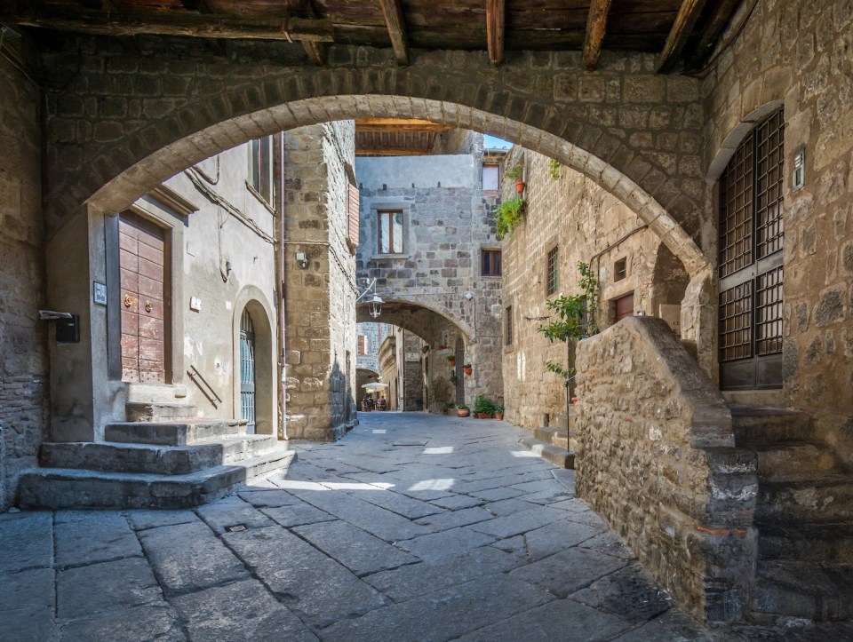 The picturesque San Pellegrino medieval district in Viterbo, Lazio, central Italy