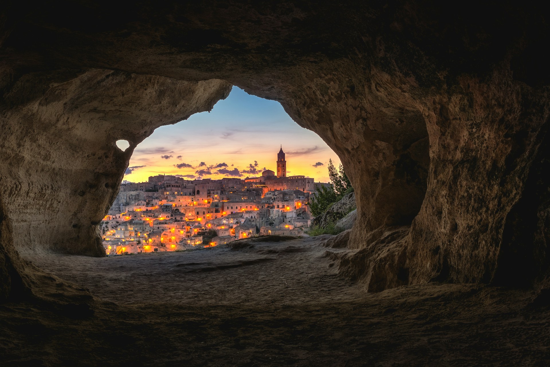 Matera, as seen from a cave at sunset (photo: Luca Micheli).