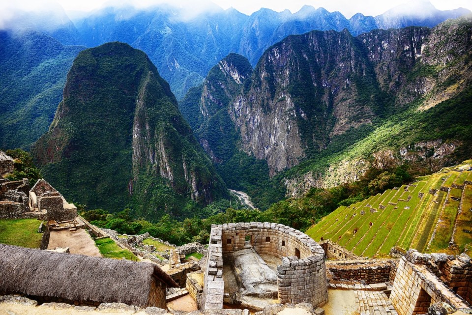 Inca city Machu Picchu in Peru. Ancient lost city in mountains.